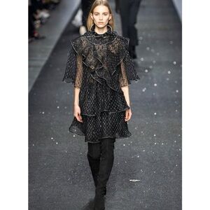 Alberta Ferretti Runway Black Ruffled Dress